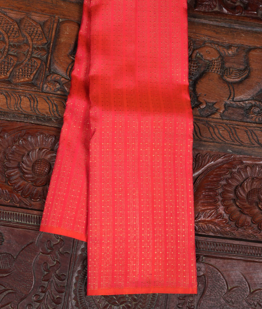 Orangish Pink Handwoven Kanjivaram Silk Saree T367142-image