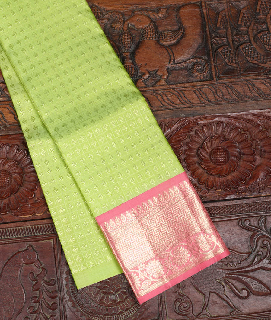 Green Handwoven Kanjivaram Silk Pavadai T360729-image