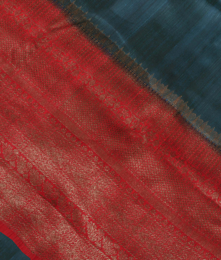 Peacock Blue Banaras Tussar Saree T356350-image