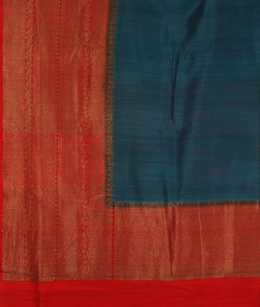 Peacock Blue Banaras Tussar Saree T3563504