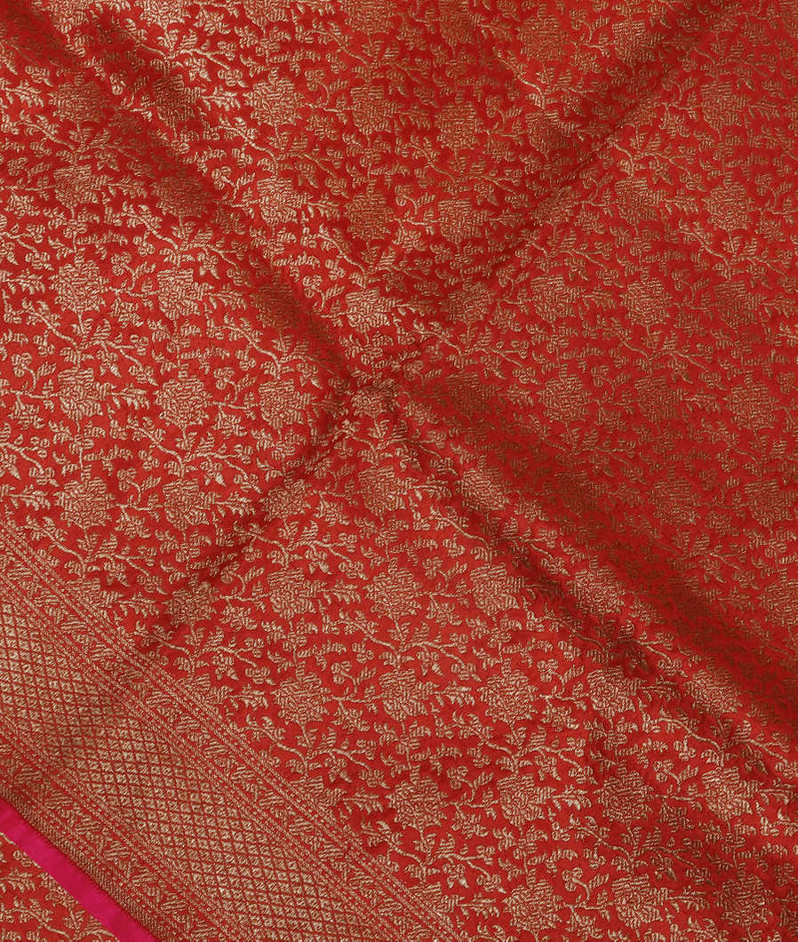 Rust Banaras Silk Saree T291363-image