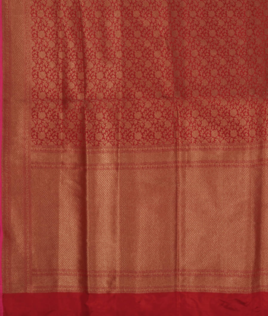 Rust Banaras Silk Saree T2913634
