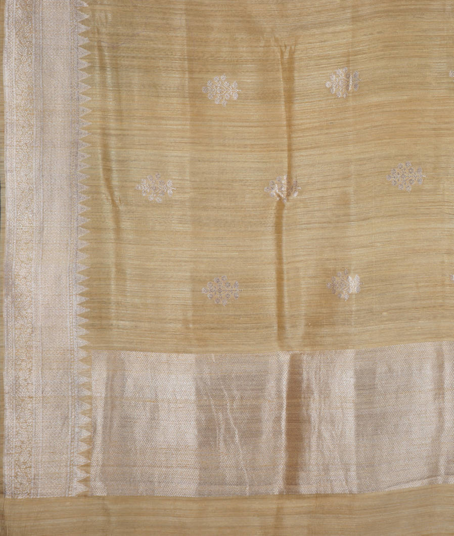 Light Yellow Banaras Tussar Saree T3417644
