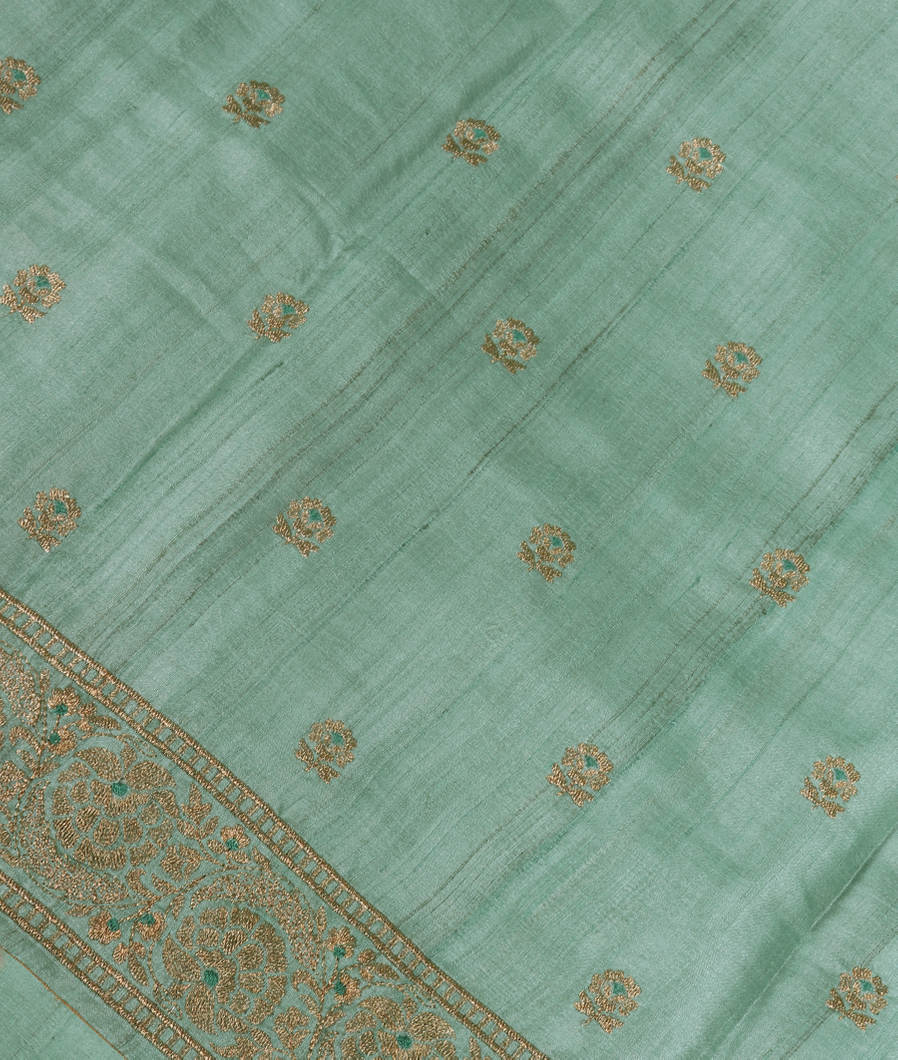 Green Tussar Embroidery Saree T349966-image