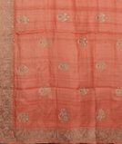Peach Tussar Embroidery Saree T3691814