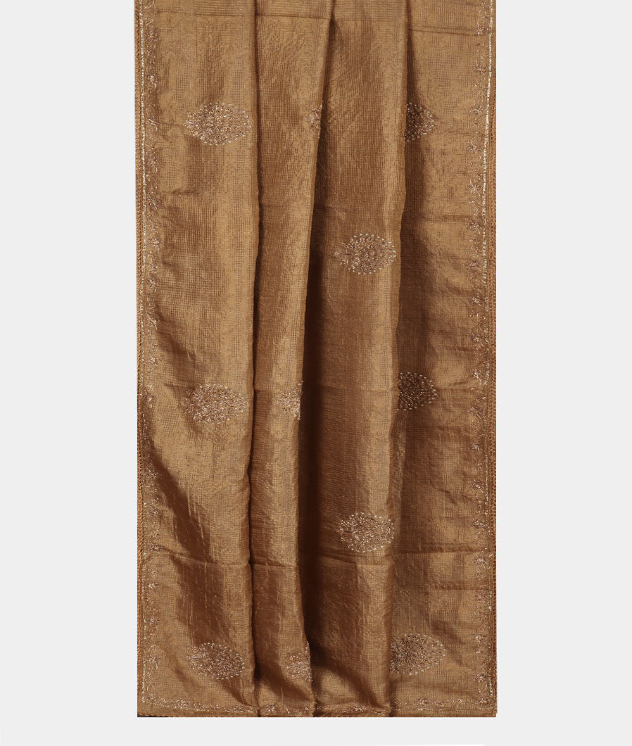 Gold Tussar Silk Embroidery Saree T3696092