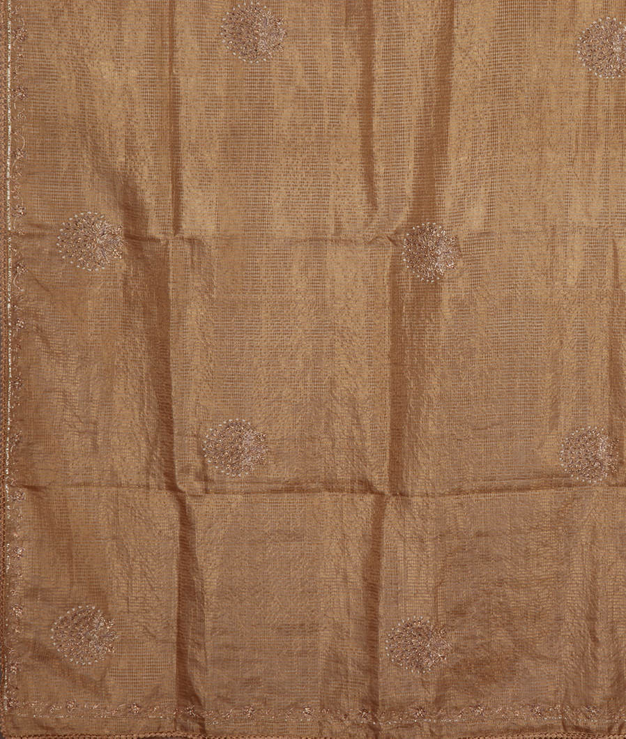 Gold Tussar Silk Embroidery Saree T3696094