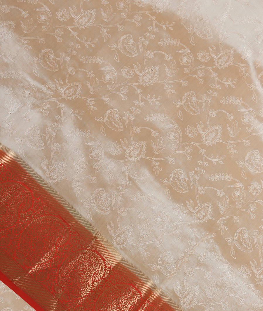 Beige Chaniya Silk Embroidery Saree T353937-image