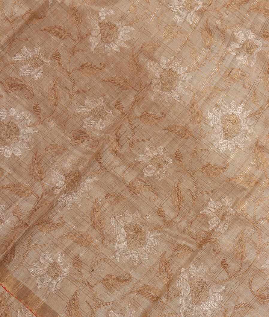 Beige Tussar Embroidery Saree T367480-image