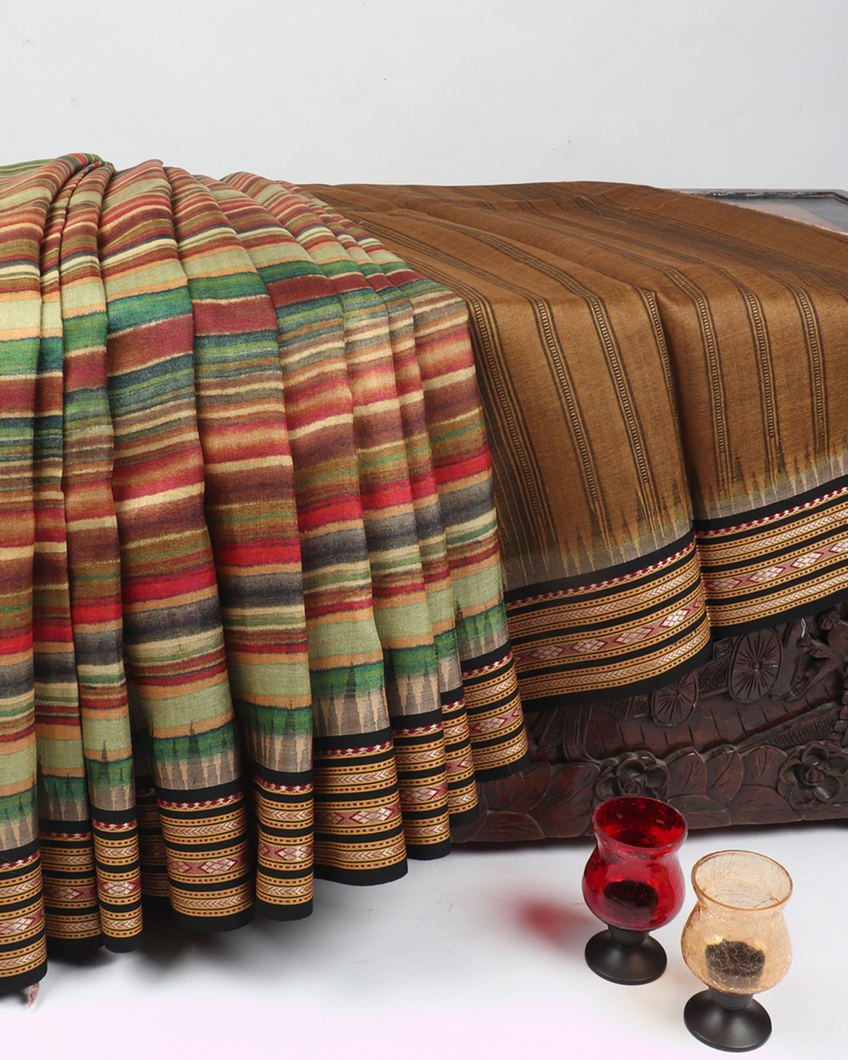 Multicolour Vidarbha Tussar Saree T3708722