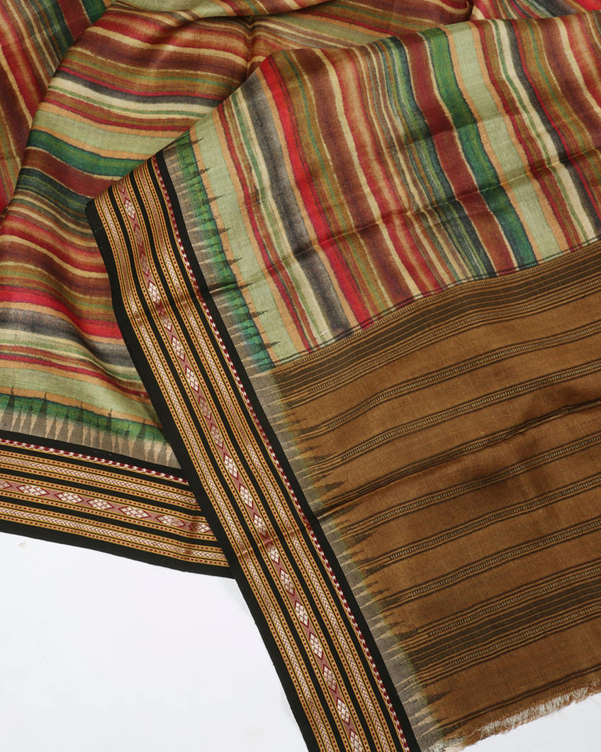 Multicolour Vidarbha Tussar Saree T3708724