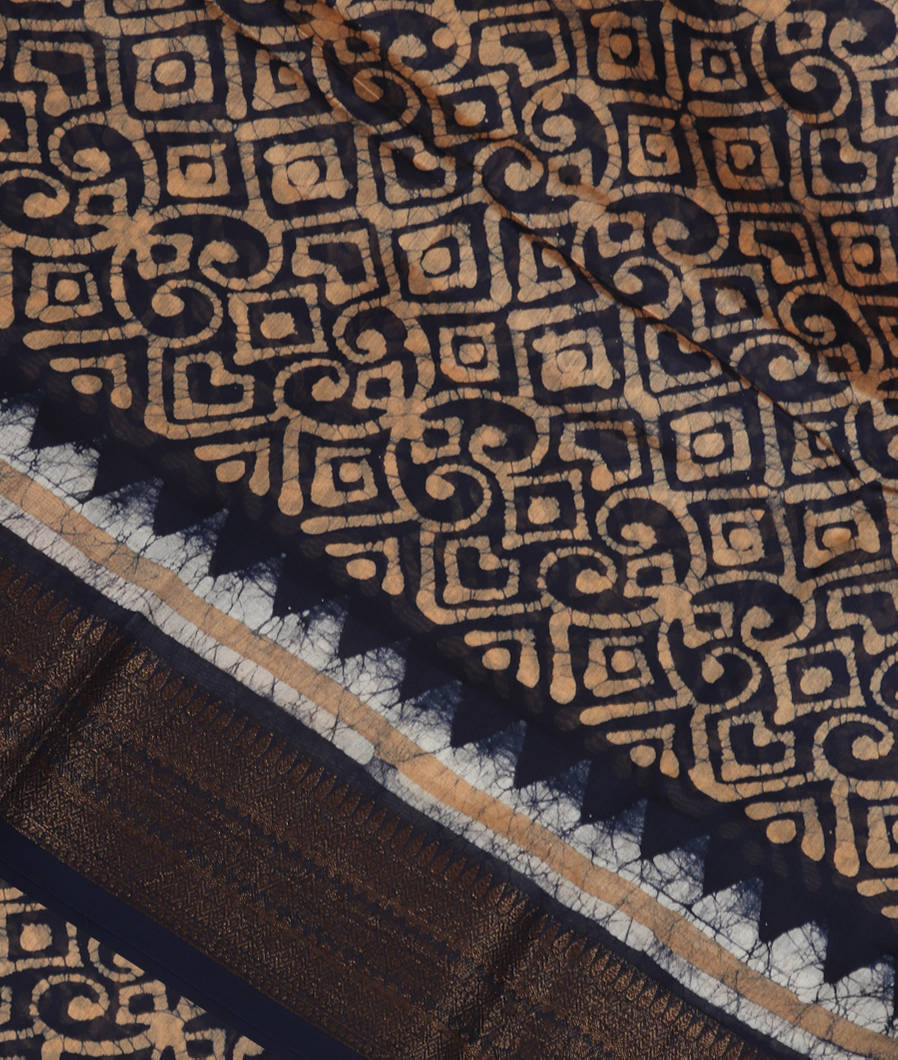 Blue Soft Printed Cotton Saree T371010-image