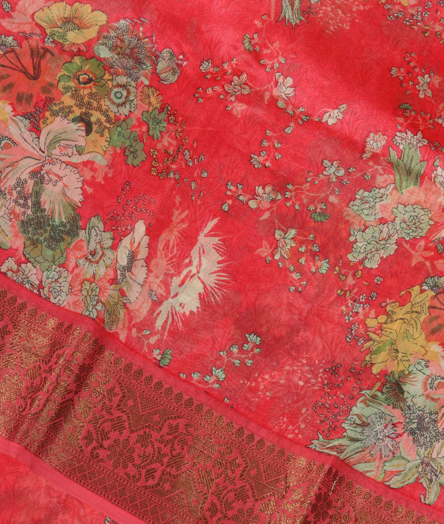 Pink Soft Printed Cotton Saree T370991-image