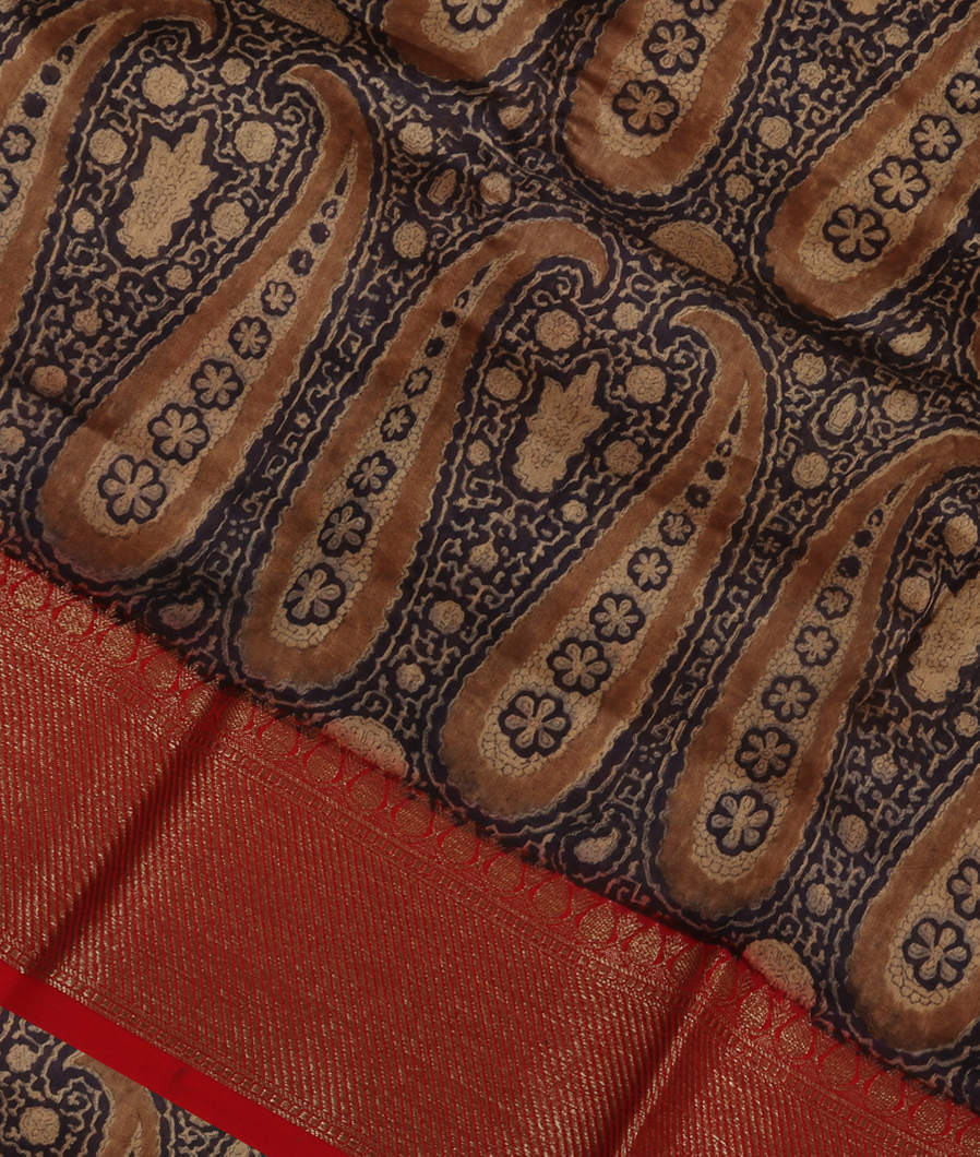 Blue Soft Printed Cotton Saree T371073-image