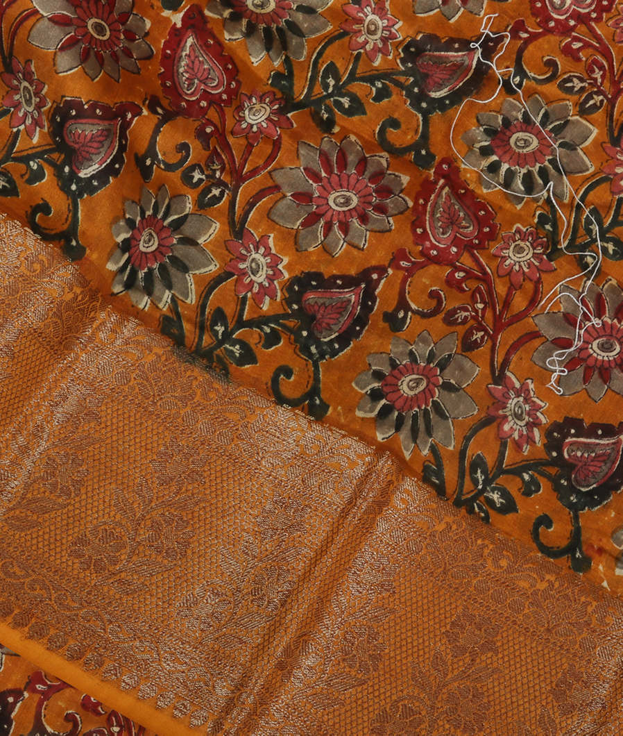 Yellow Soft Printed Cotton Saree T371076-image
