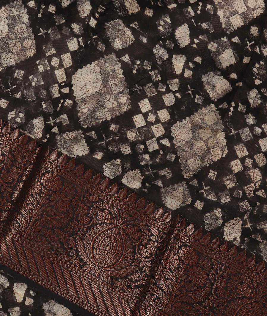 Deep Brown Soft Printed Cotton Saree T365210-image