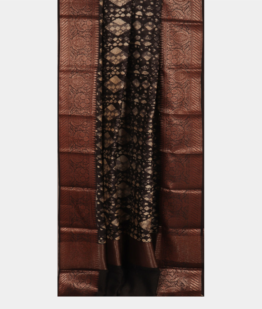 Deep Brown Soft Printed Cotton Saree T3652102