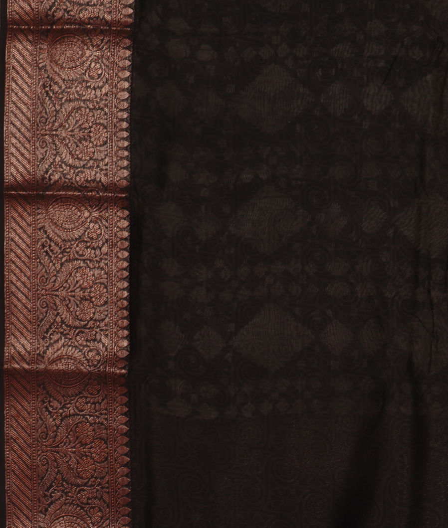 Deep Brown Soft Printed Cotton Saree T3652103
