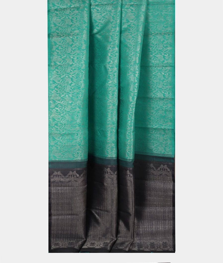 Turquoise Blue Handwoven Kanjivaram Silk Saree T3383202