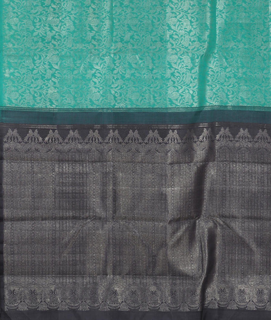 Turquoise Blue Handwoven Kanjivaram Silk Saree T3383204