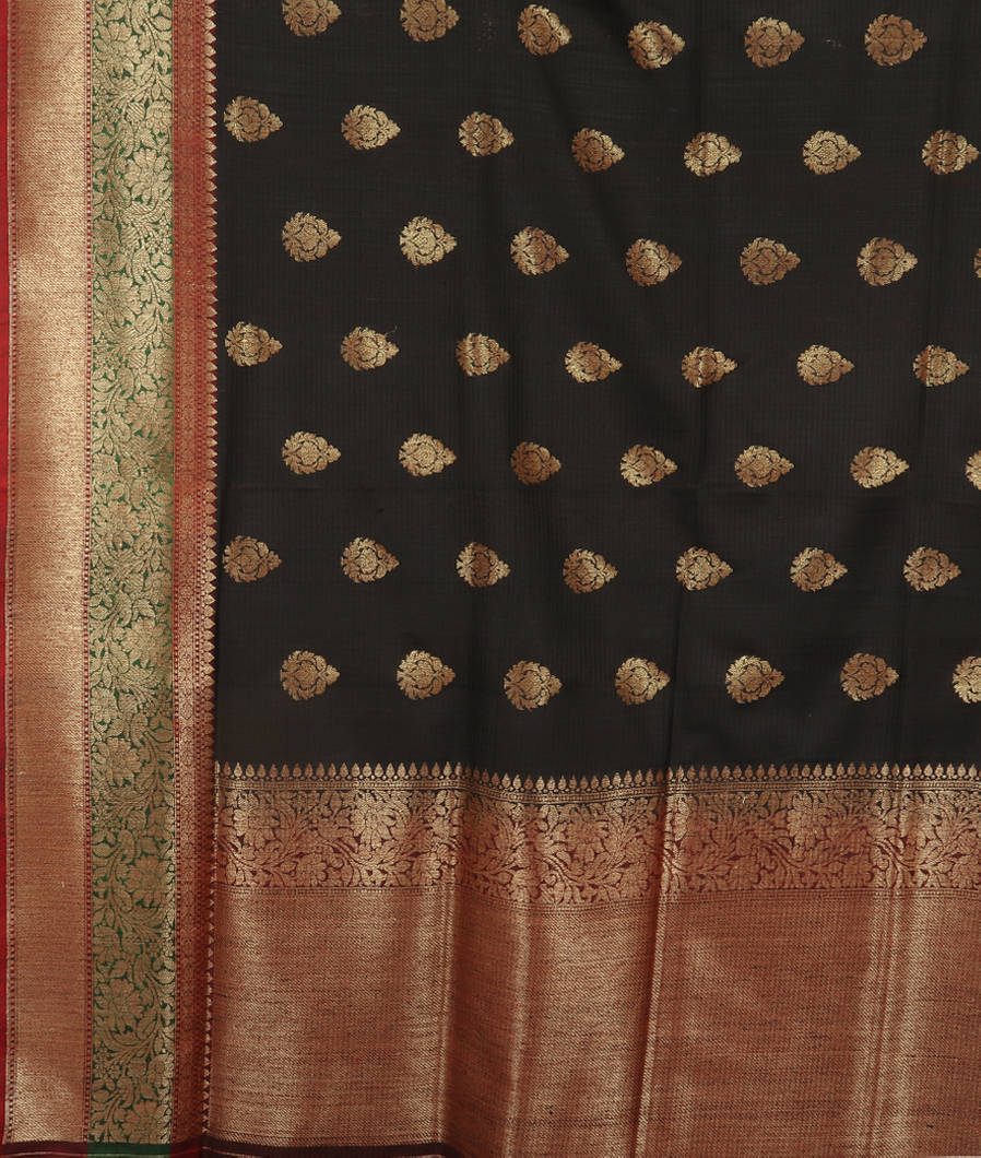 Black Banaras Tussar Saree T3554354