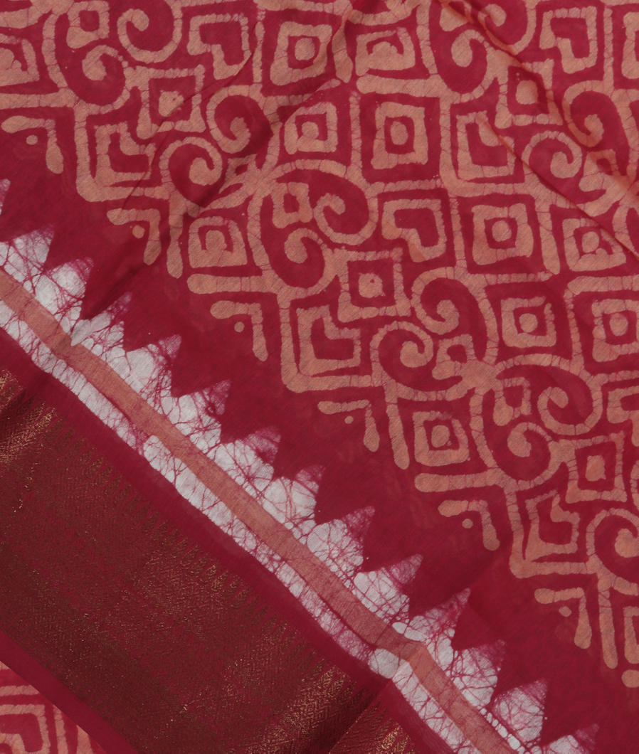 Maroon Soft Printed Cotton Saree T371011-image