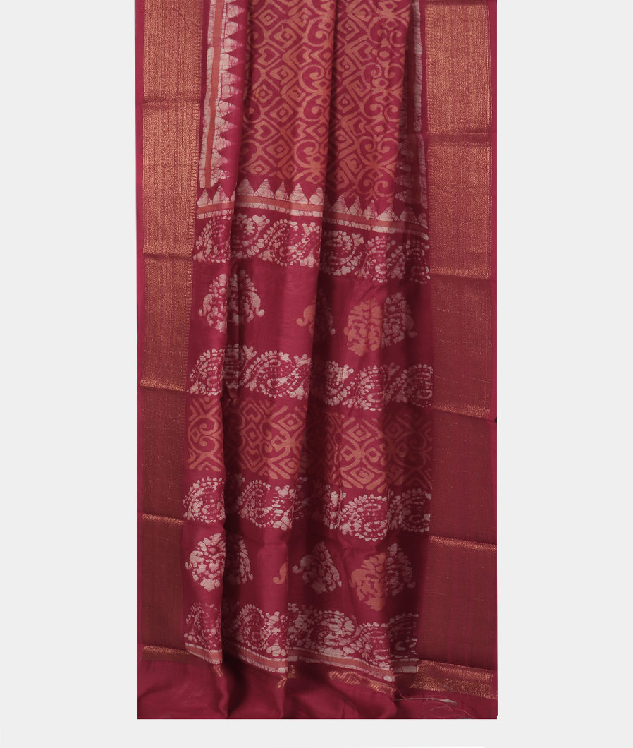 Maroon Soft Printed Cotton Saree T3710112