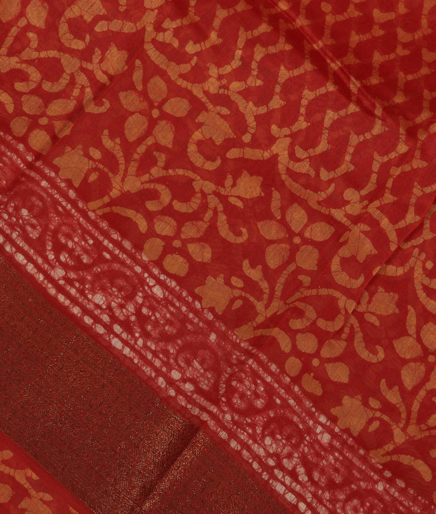 Red Soft Printed Cotton Saree T371009-image
