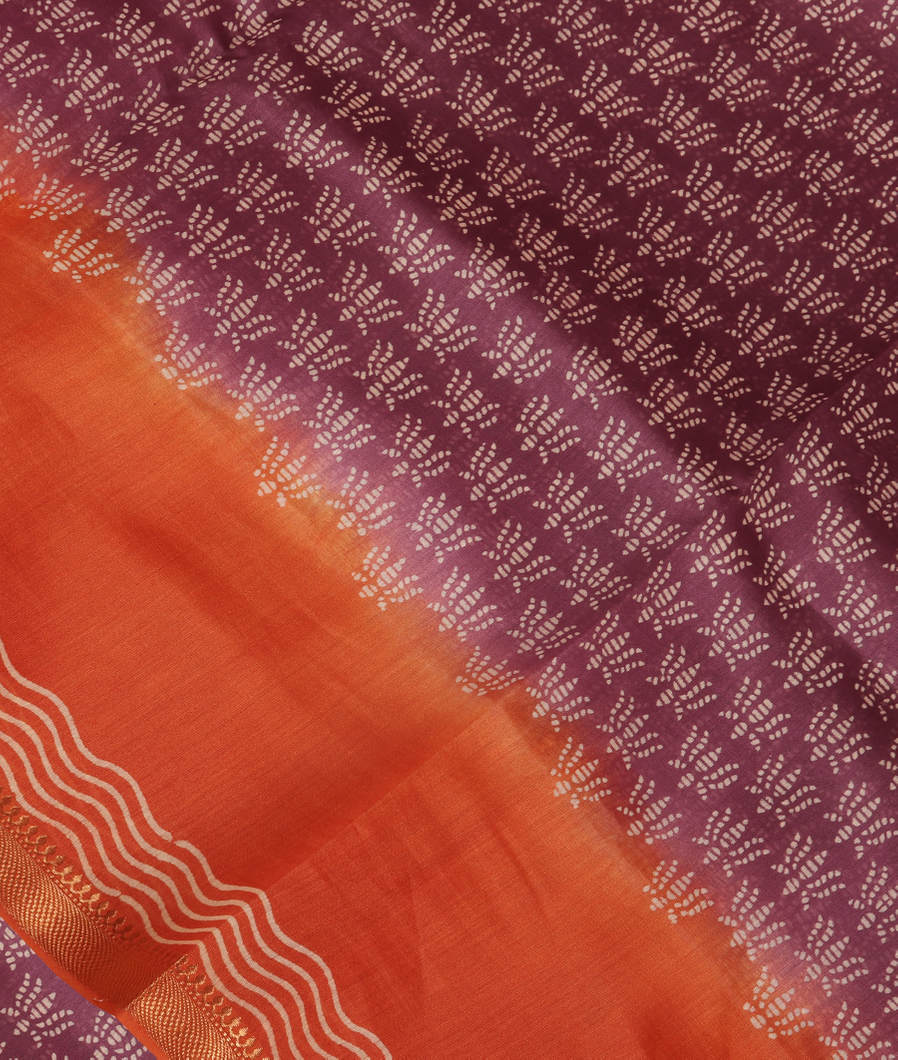 Purple Soft Printed Cotton Saree T371201-image
