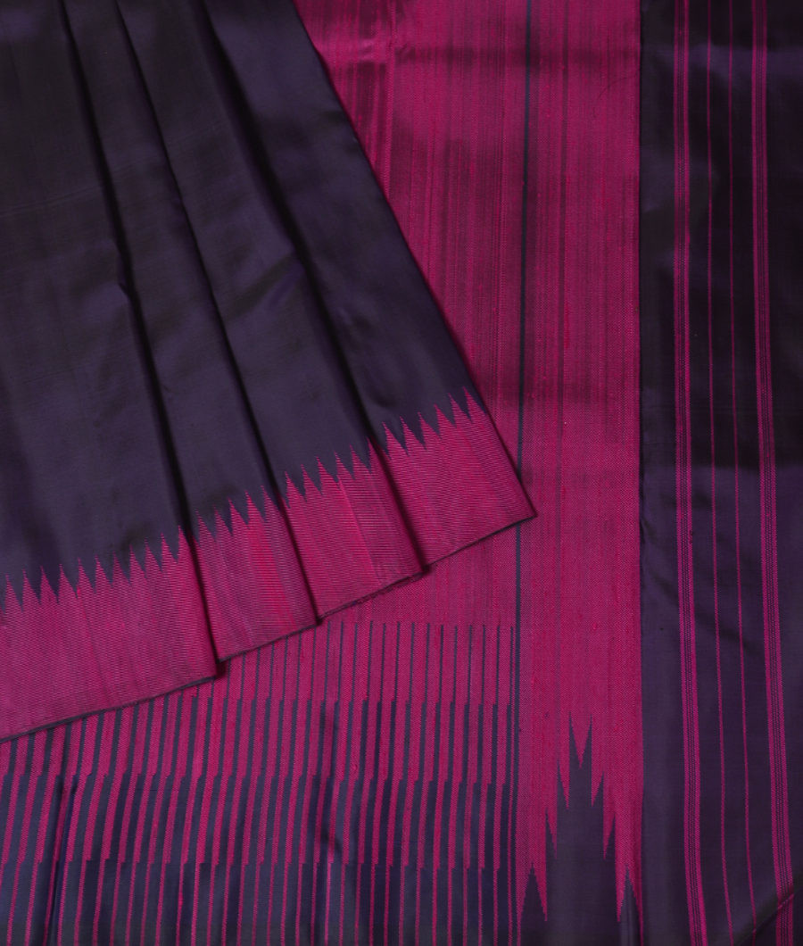 Midnight Blue Handwoven Kanjivaram Silk Saree T2238462