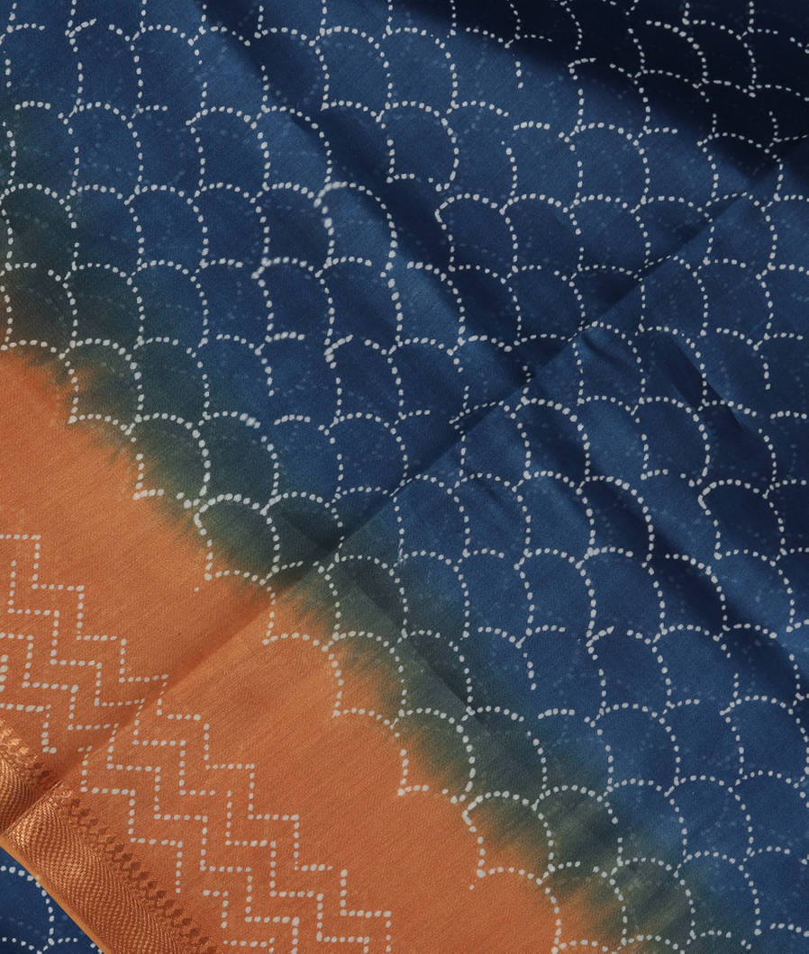 Blue Soft Printed Cotton Saree T371186-image
