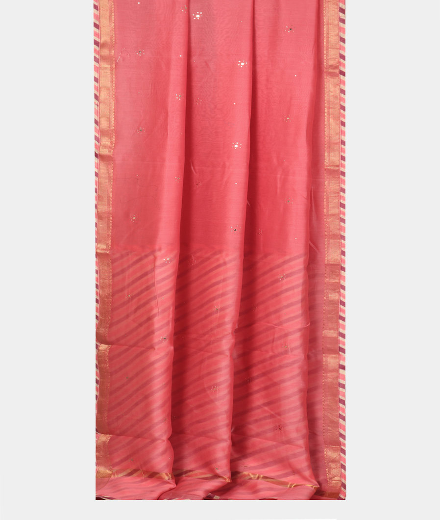 Pink Chanderi Cotton Saree T3710932