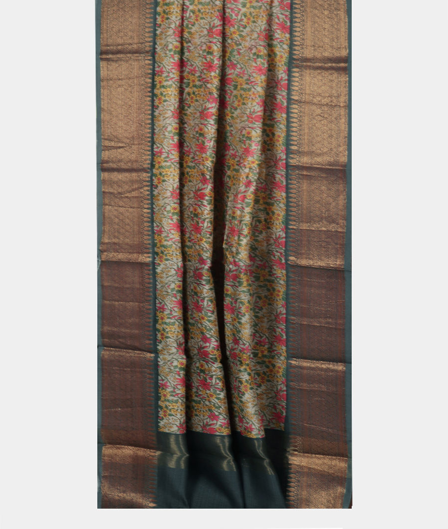 Light Grey Soft Printed Cotton Saree T3709982