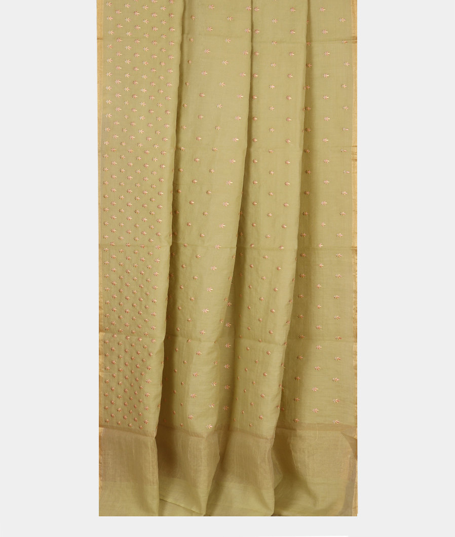 Green Chanderi Cotton Embroidery Saree T3541562