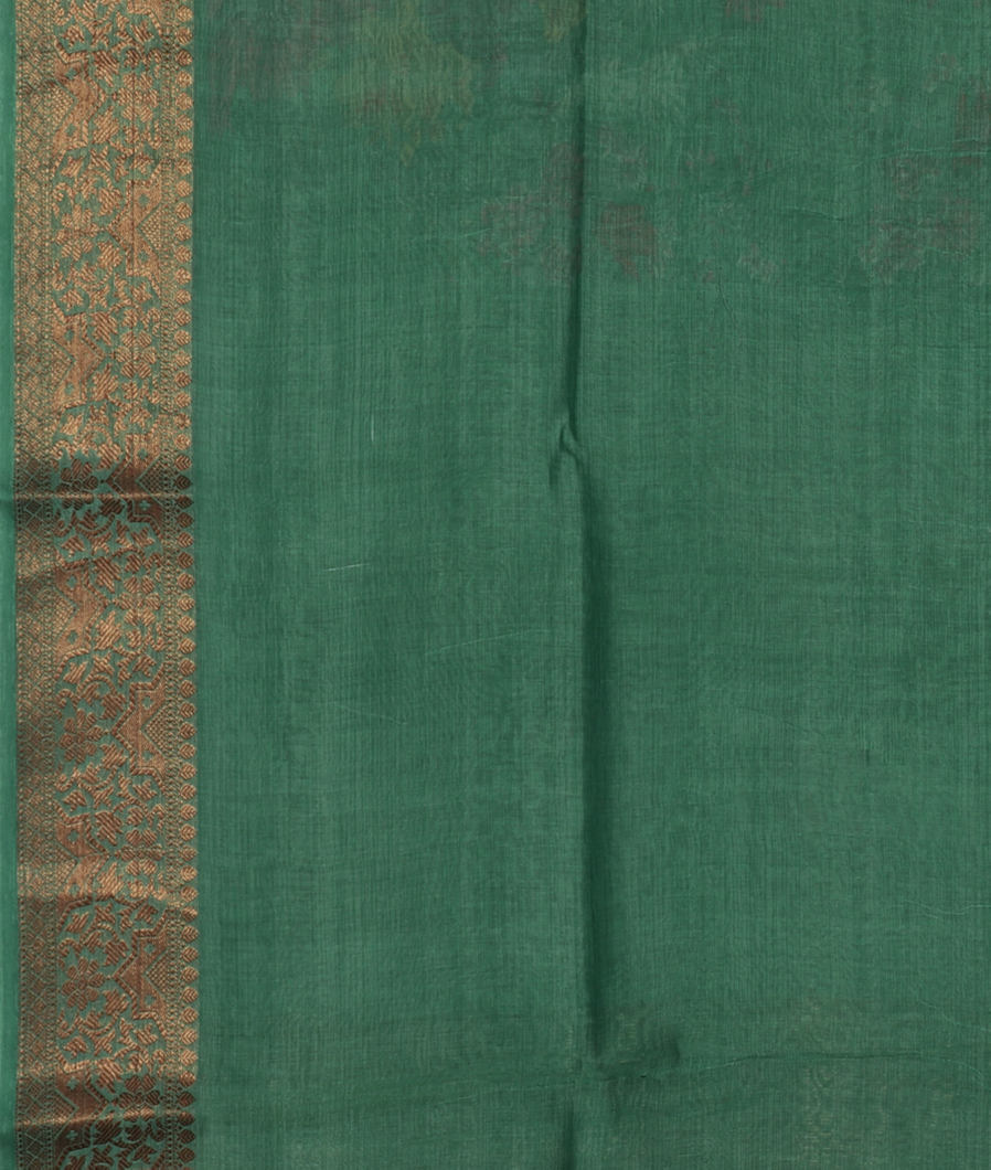 Green Soft Printed Cotton Saree T3709943