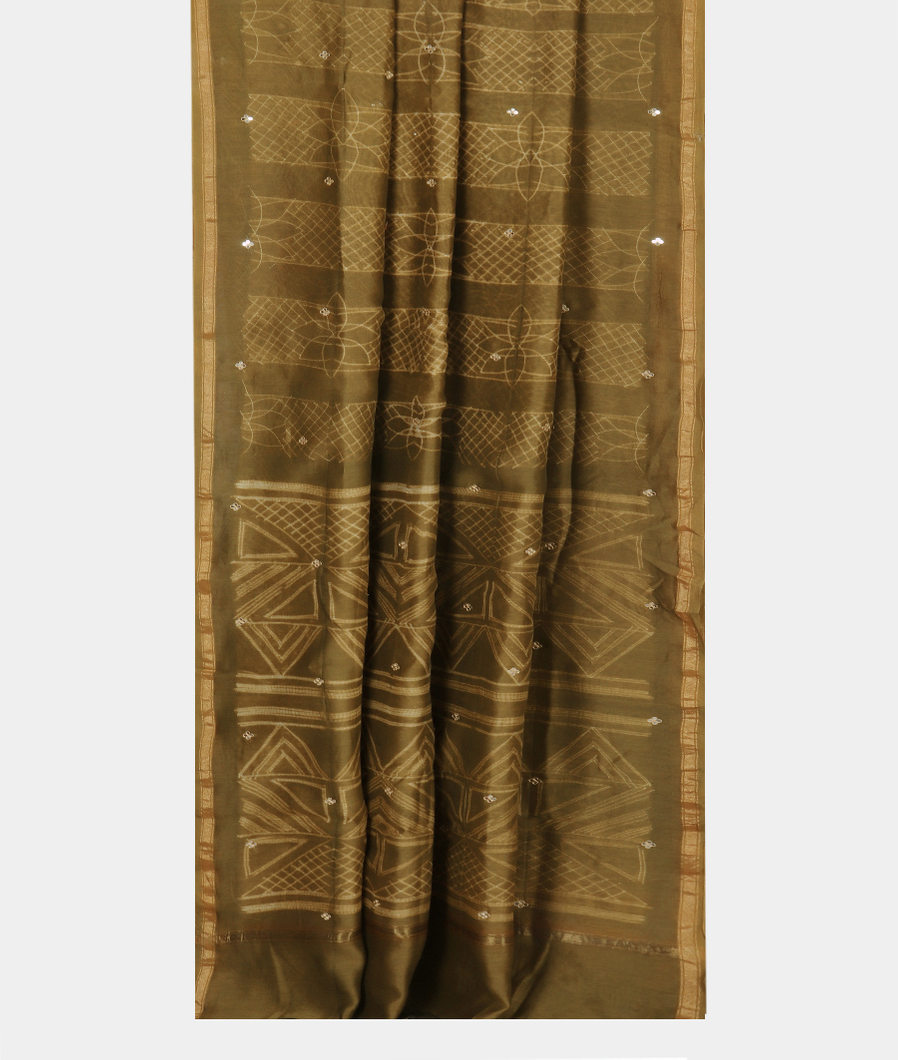 Green Chanderi Cotton Saree T3634202