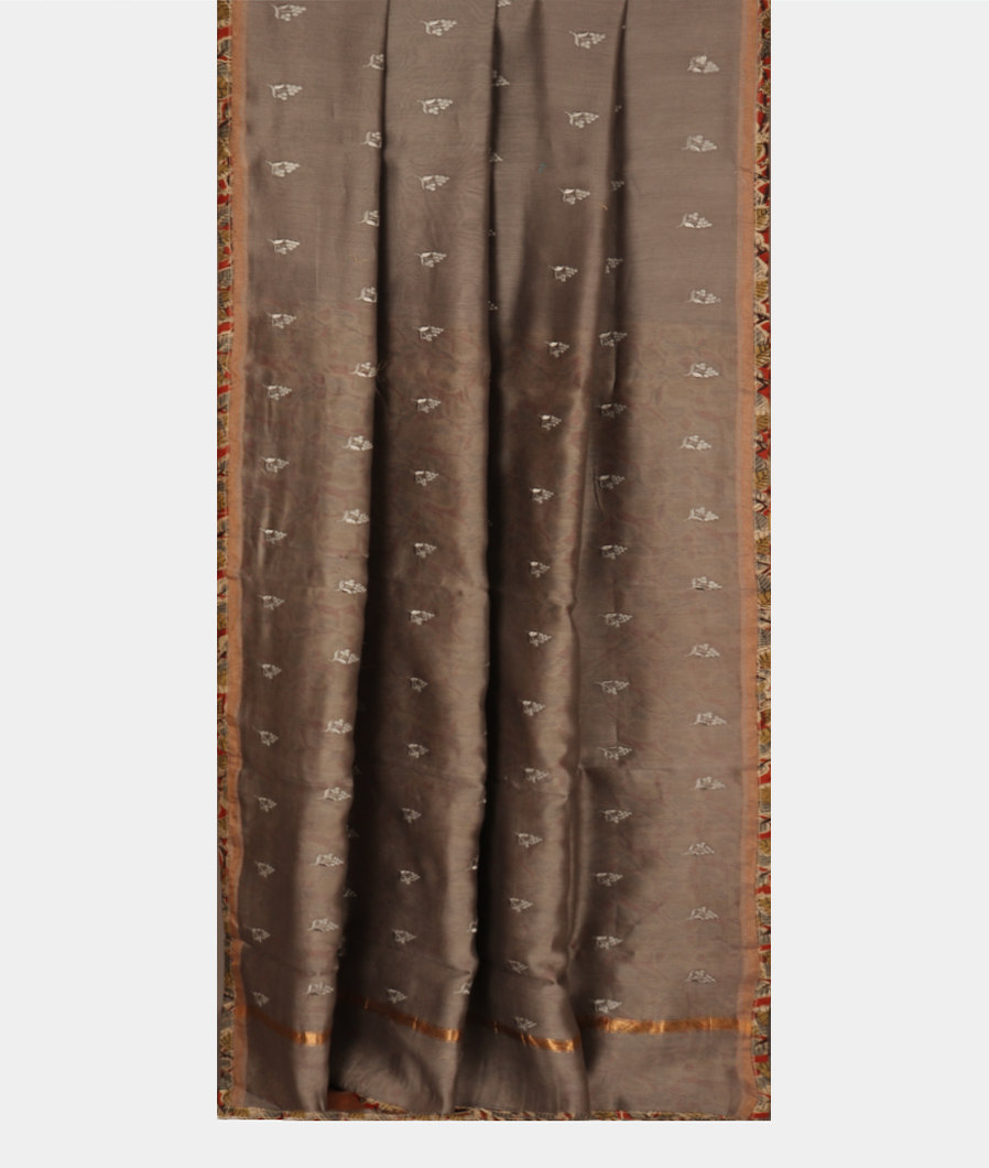 Grey Chanderi Cotton Saree T3484372
