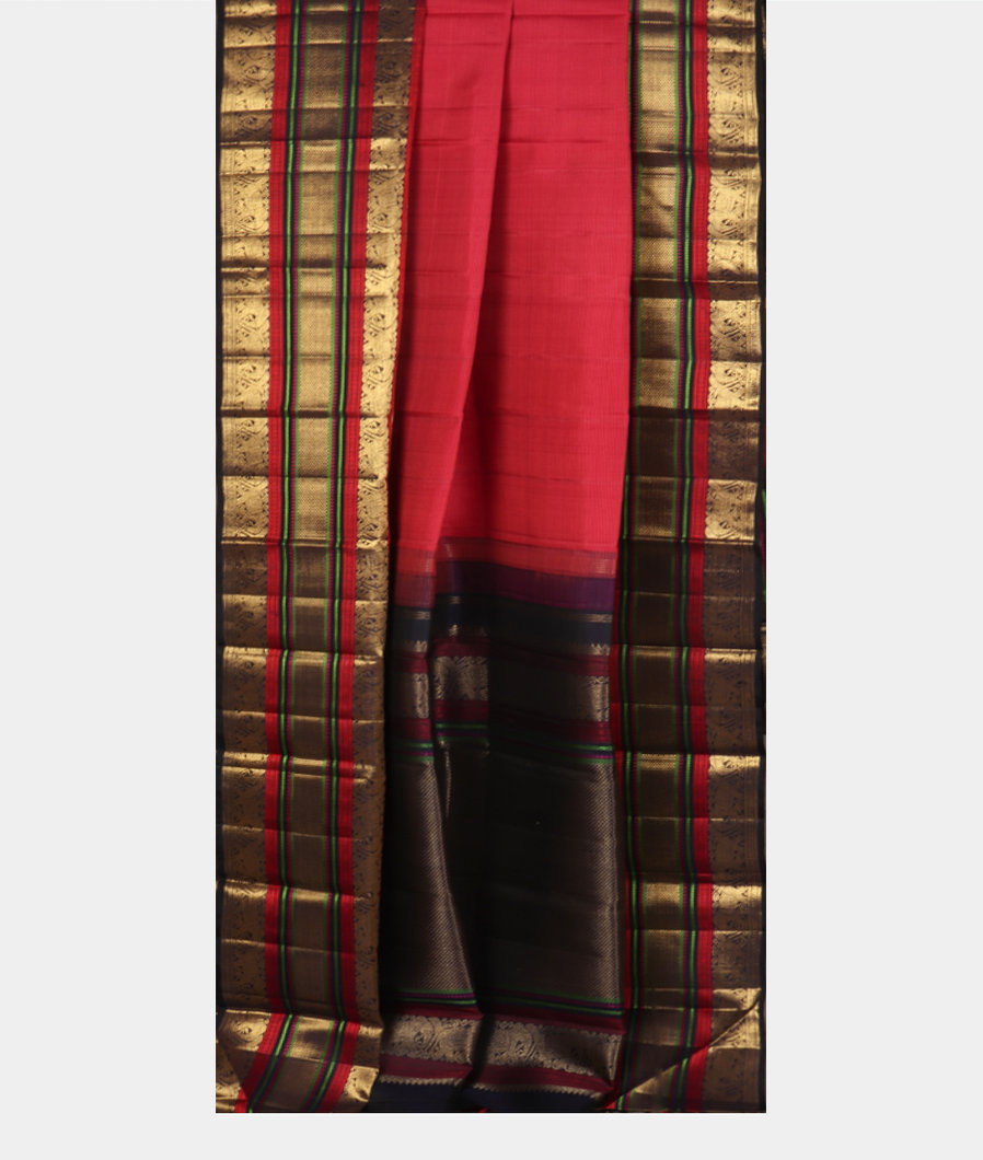 Pink and Orange Handwoven Kanjivaram Silk Saree T3536142