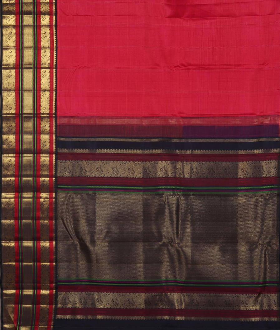 Pink and Orange Handwoven Kanjivaram Silk Saree T3536144