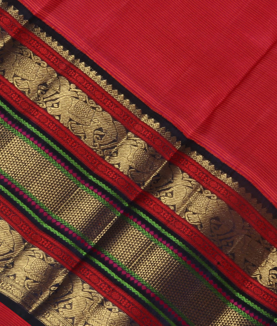 Pink and Orange Handwoven Kanjivaram Silk Saree T3536145
