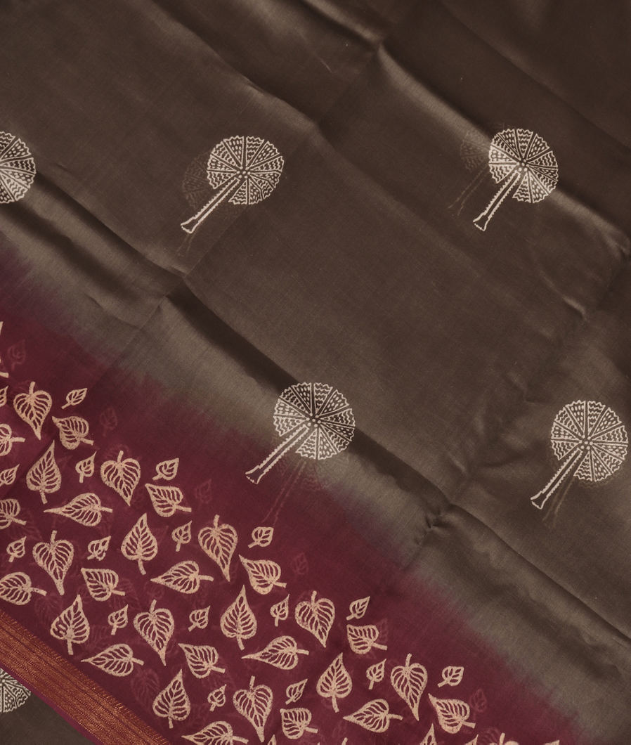Grey Soft Printed Cotton Saree T371204-image