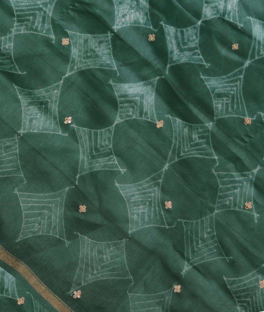 Green Chanderi Cotton Saree T363419-image
