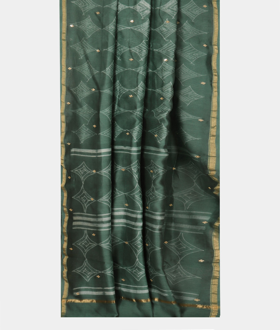 Green Chanderi Cotton Saree T3634192