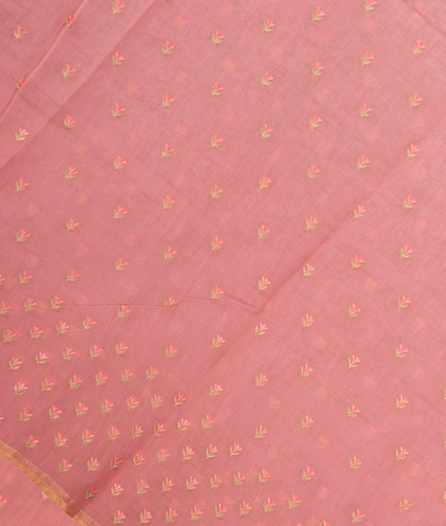 Pink Chanderi Cotton Embroidery Saree T354176-image