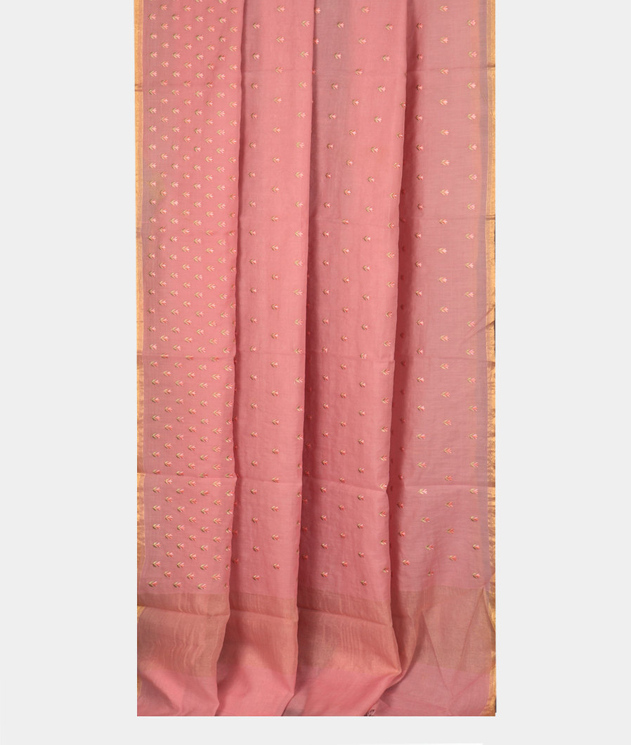 Pink Chanderi Cotton Embroidery Saree T3541762