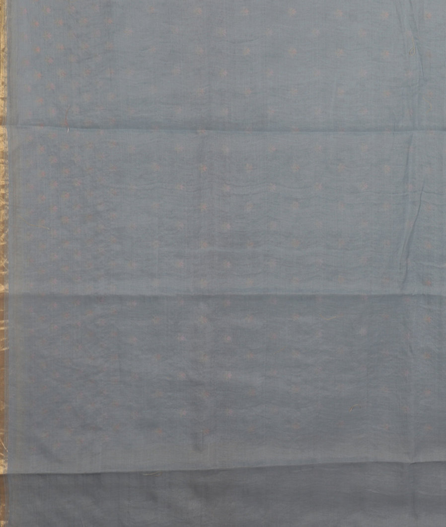 Blue Chanderi Cotton Embroidery Saree T3541673