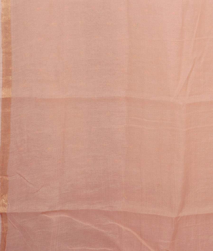 Light Peach Chanderi Cotton Embroidery Saree T3541713
