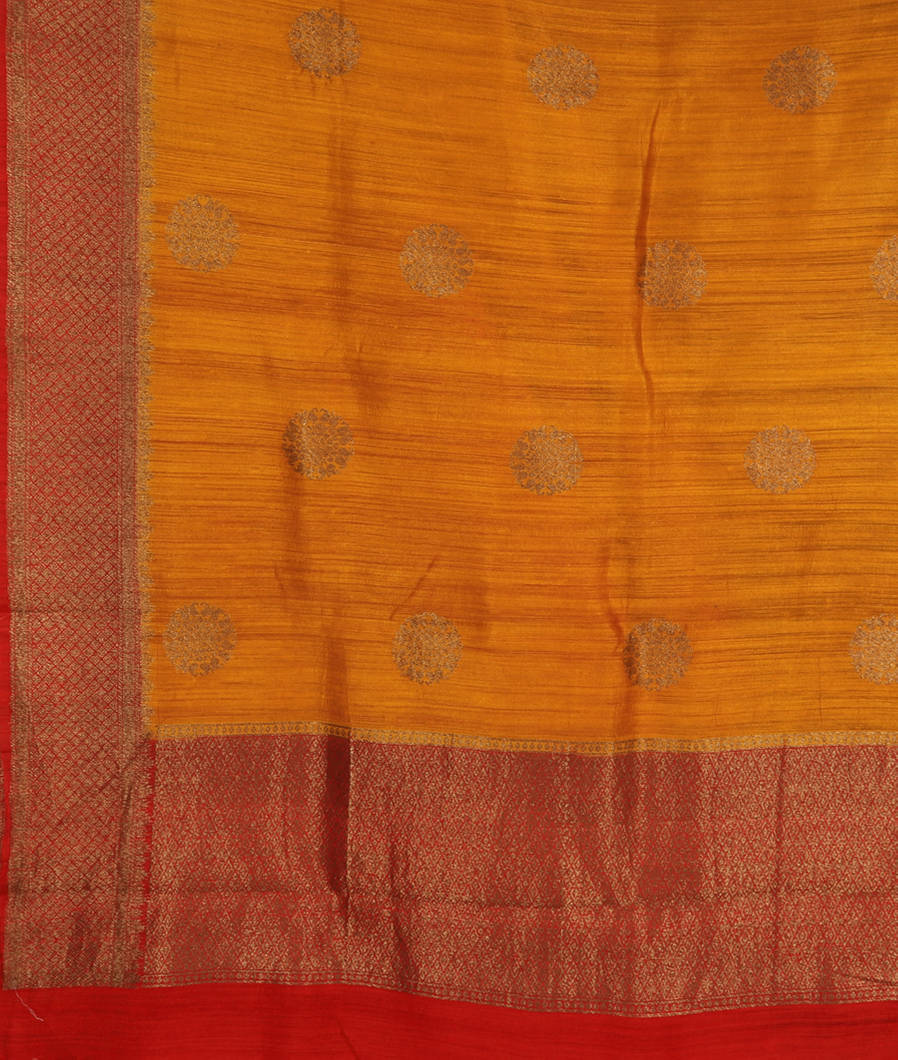 Yellow Banaras Tussar Saree T3563154