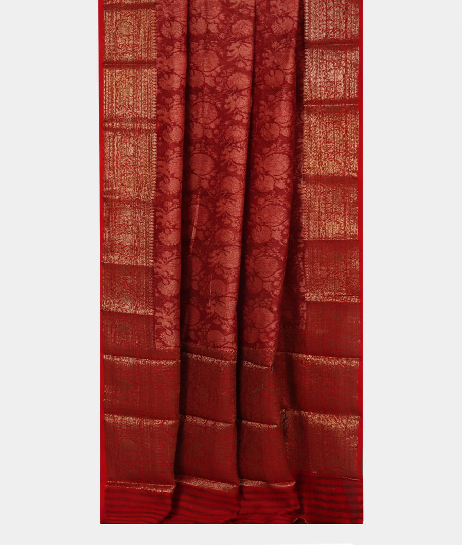 Rust Soft Printed Cotton Saree T3710342