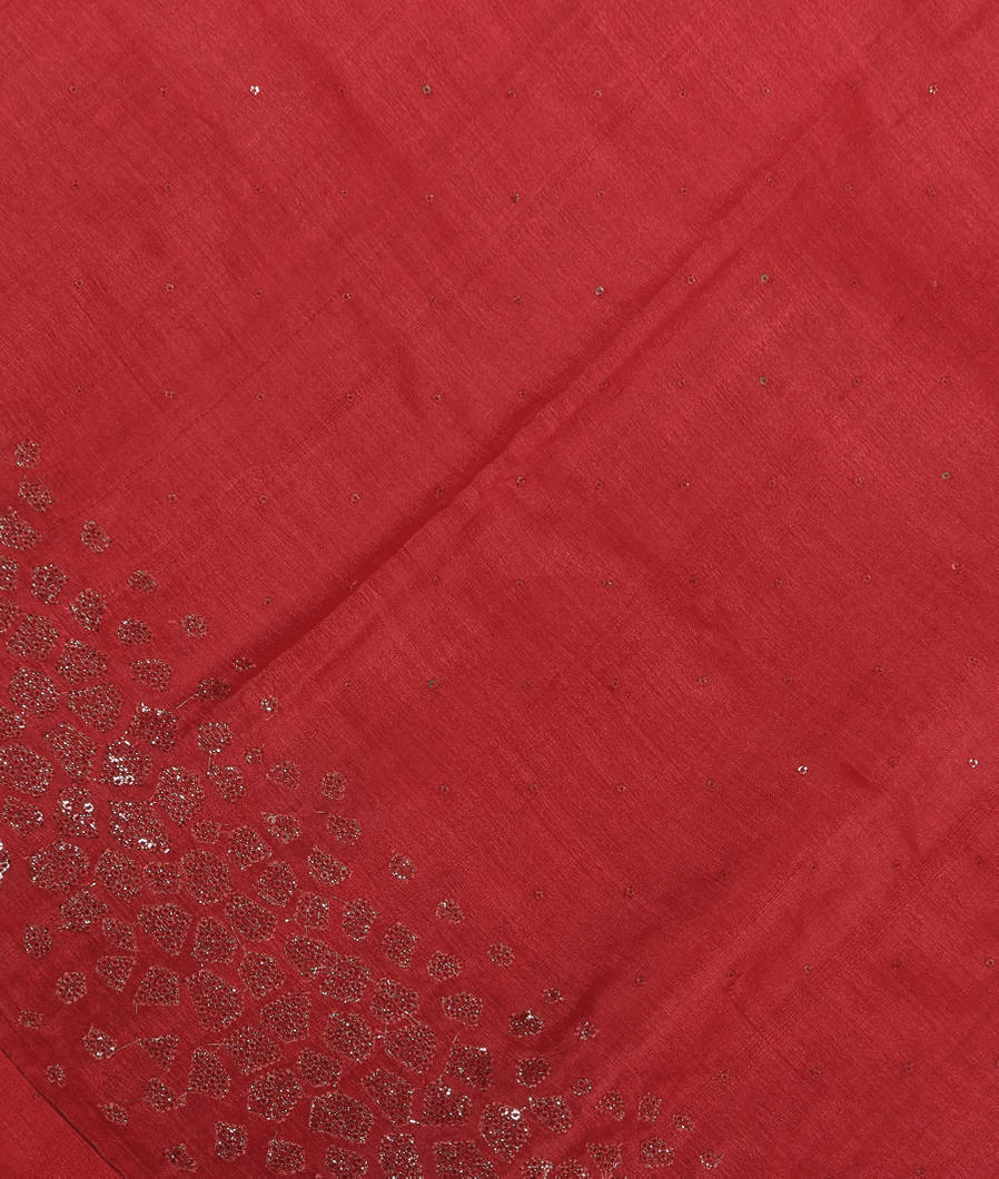 Red Tussar Embroidery Saree T371849-image